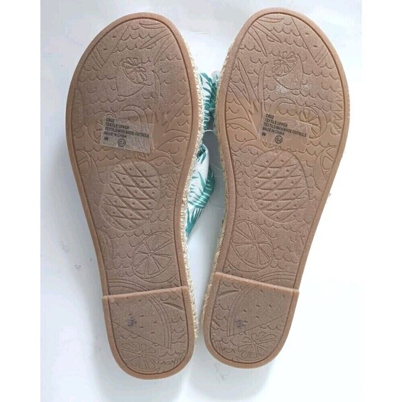 Jelly Pop Sandals Green Palm Size 8 Slip-on Espadrilles Crossover Flats Comfort - Picture 7 of 8